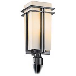 Kichler Tremillo 20&quot; Black and Opal Glass Modern Outdoor Post Light