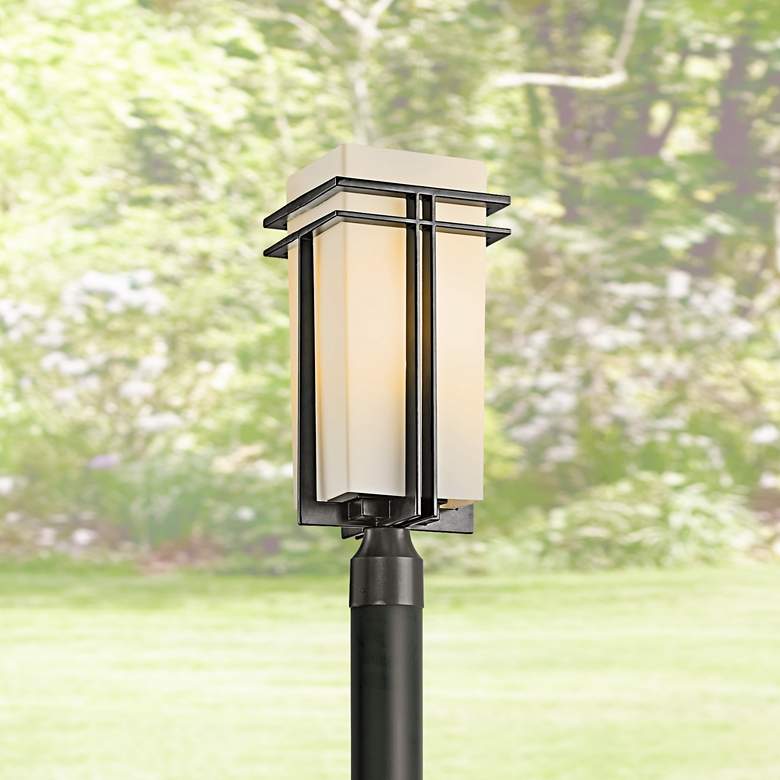 Image 1 Kichler Tremillo 20" Black and Opal Glass Modern Outdoor Post Light