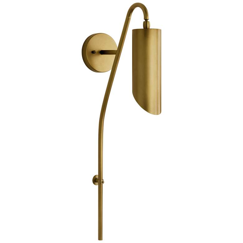 Image 1 Kichler Trentino 30 inch High Natural Brass Plug-In Wall Sconce