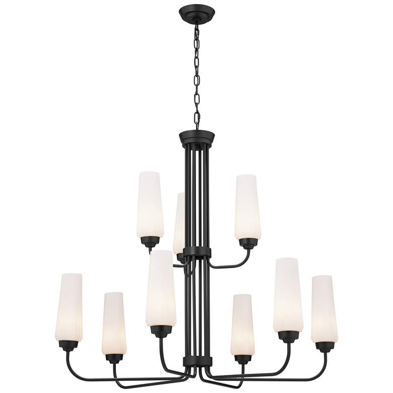 Image 1 Kichler Truby 34" Wide Black 2-Tier 9-Light Chandelier