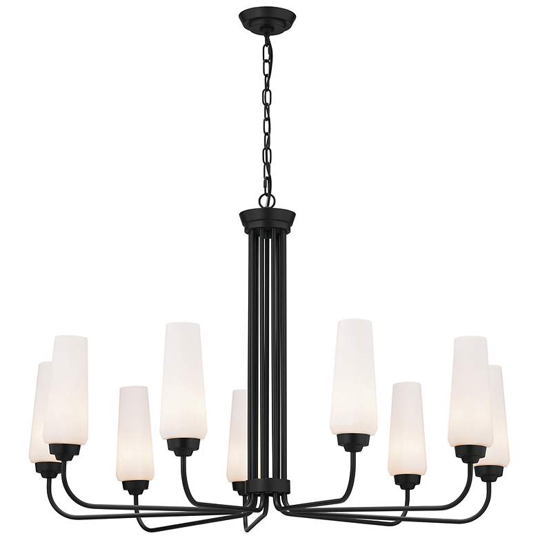 Image 3 Kichler Truby 38 inch Wide Black Steel 9-Light Chandelier