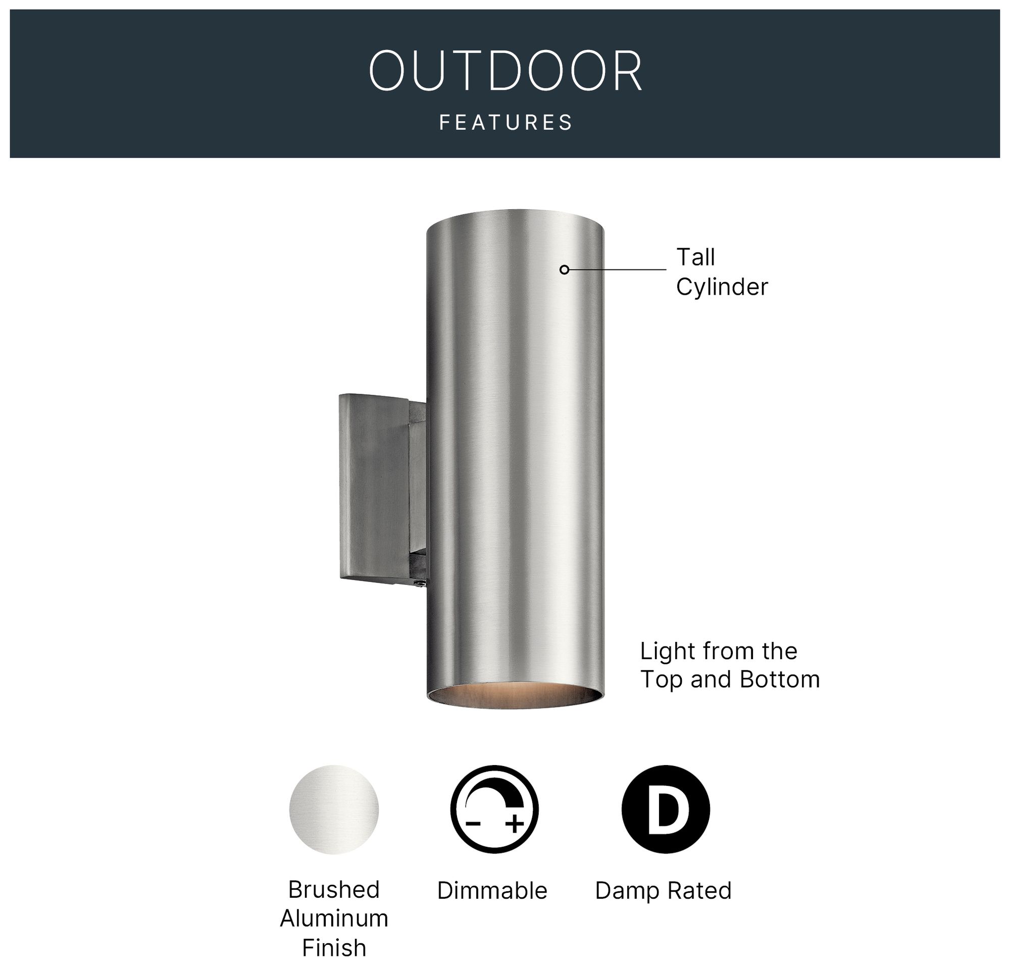 Image 4 Kichler Tube 12" High Aluminum Up/Down Outdoor Wall Light more views