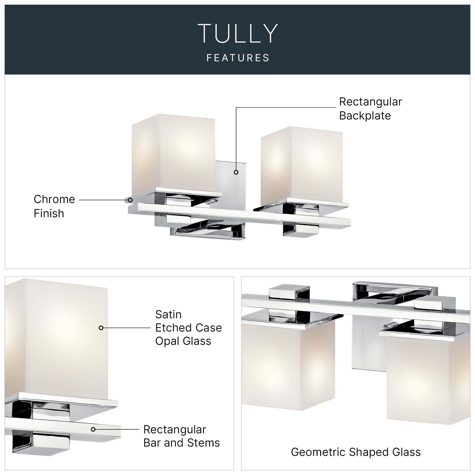 Image 6 Kichler Tully 15" Wide Chrome Opal 2-Light Bath Sconce more views
