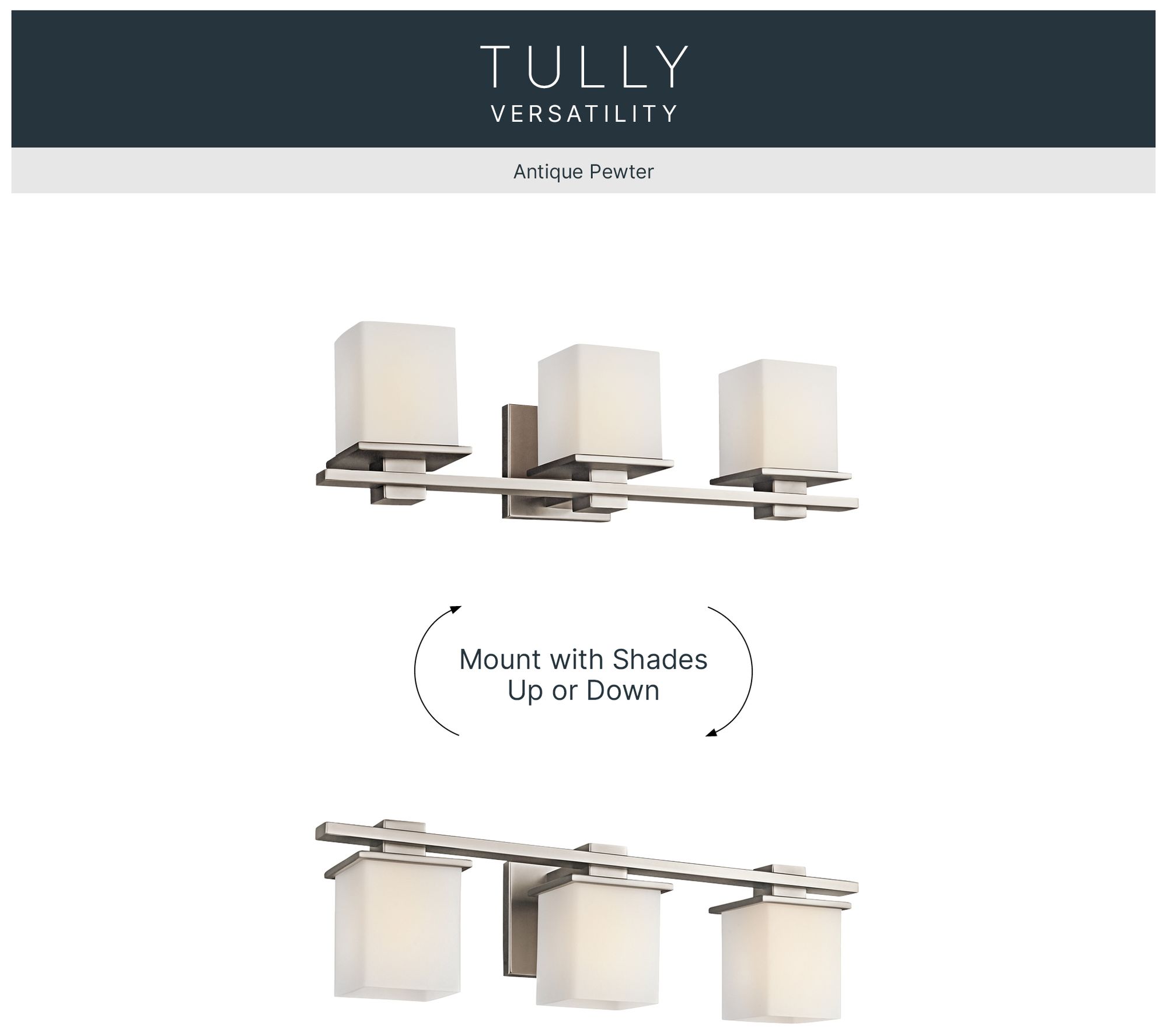 Image 5 Kichler Tully 24" Wide Antique Pewter 3-Light Bath Light more views
