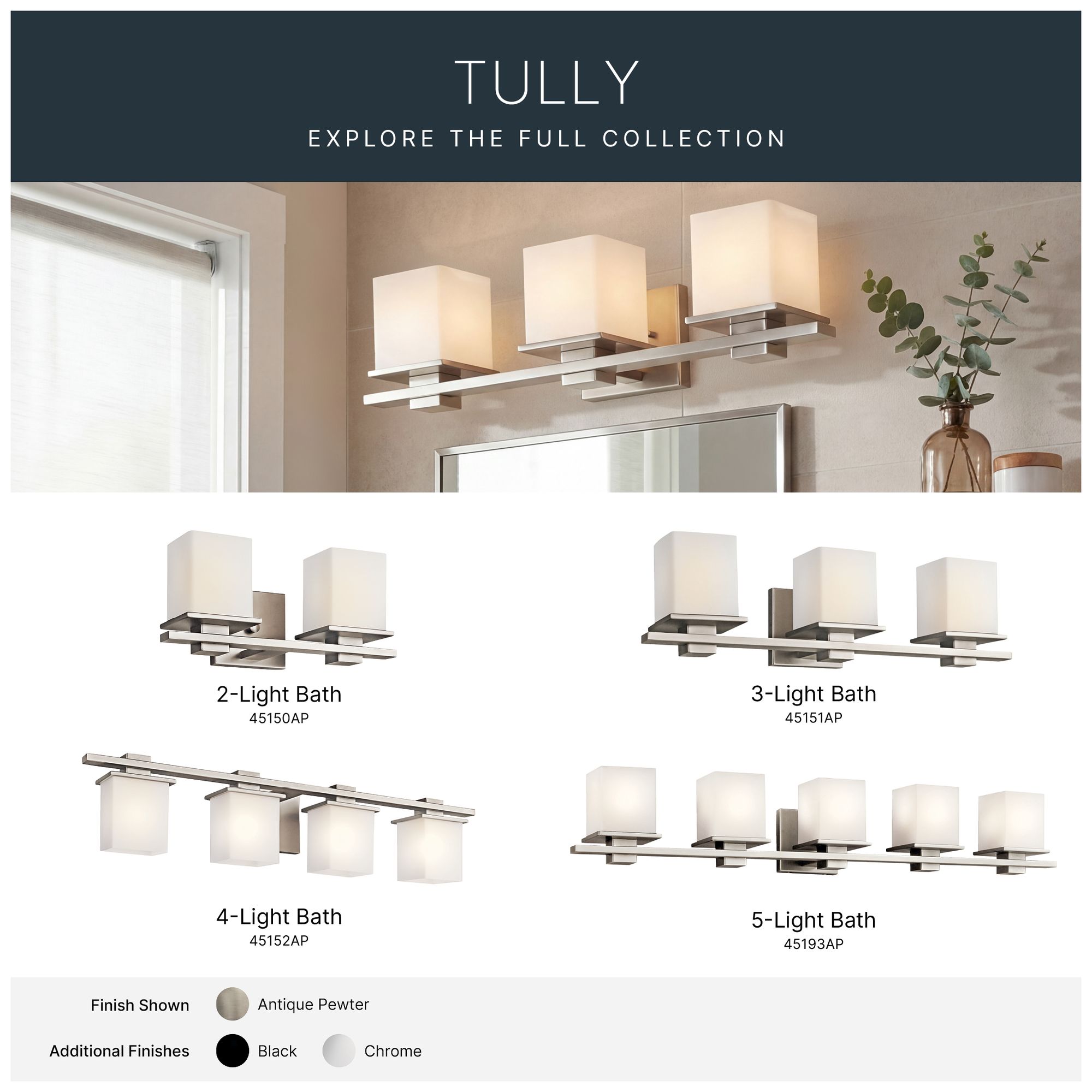Kichler Tully 24" Wide Antique Pewter 3-Light Bath Light
