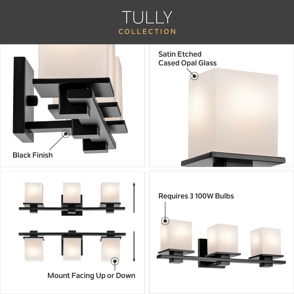 Kichler Tully 24" Wide Black 3-Light Bath Light in scene
