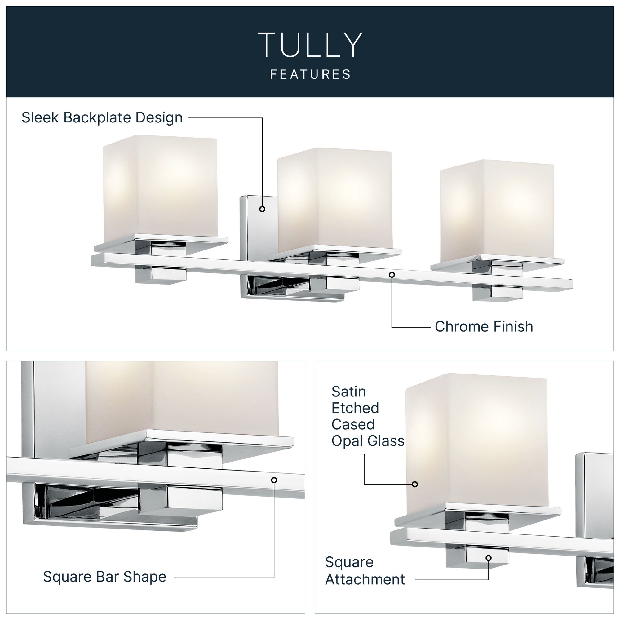 Kichler Tully 24" Wide Chrome 3-Light Vanity Bath Light