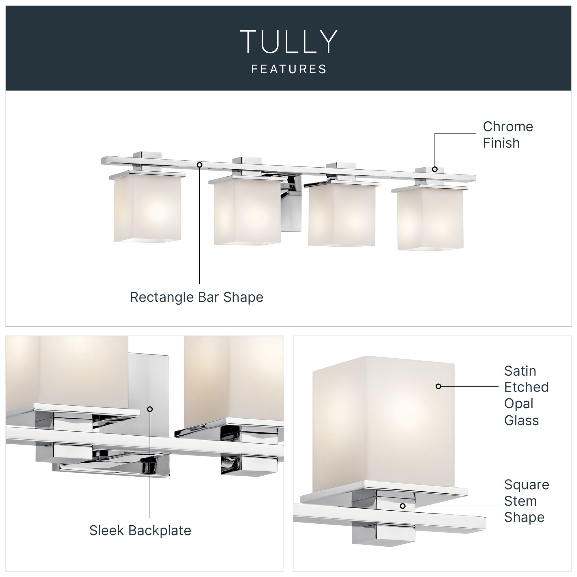 Image 5 Kichler Tully 32" Wide Chrome Opal 4-Light Modern Bath Light more views