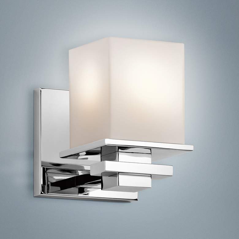 Image 1 Kichler Tully 6 1/2" High Chrome Opal Bath Sconce