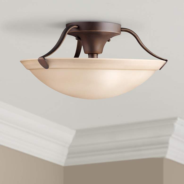 Image 1 Kichler Umber Glass and Bronze 15 inch Wide Ceiling Light