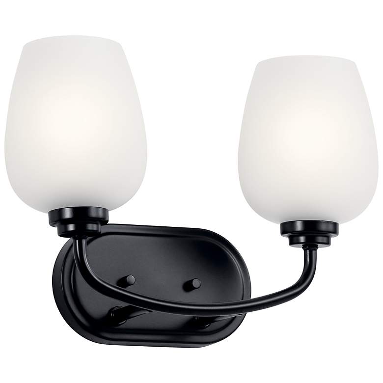 Image 1 Kichler Valserrano 10 1/4 inch High Black 2-Light Wall Sconce