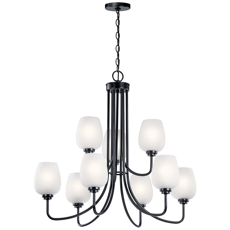 Image 2 Kichler Valserrano 31 3/4" Black and White Glass 9-Light Chandelier