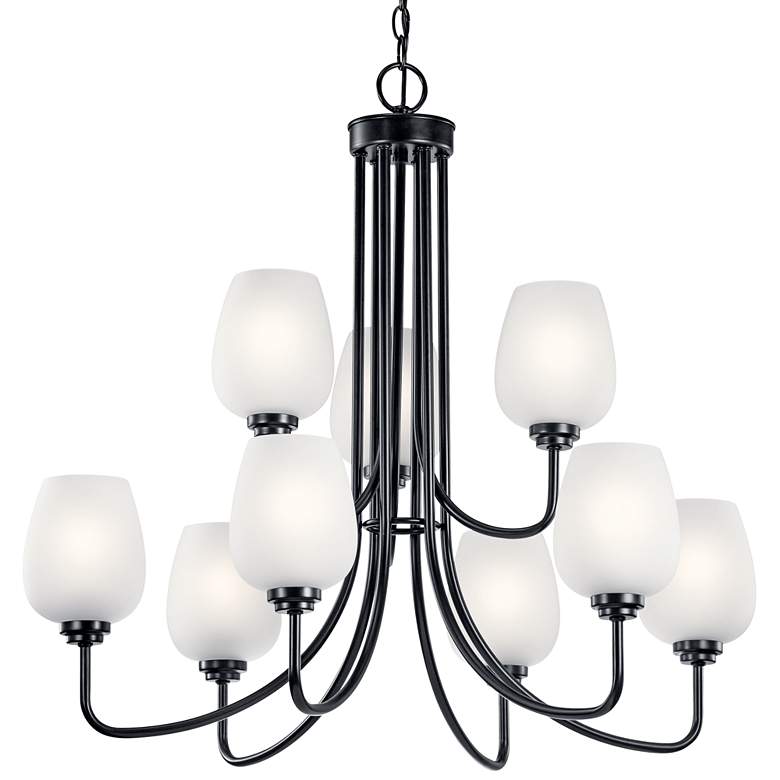 Image 3 Kichler Valserrano 31 3/4" Black and White Glass 9-Light Chandelier more views