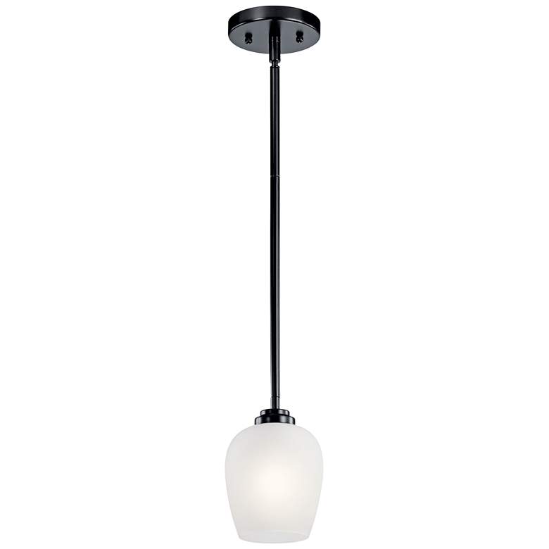 Image 2 Kichler Valserrano 5" Wide Black Finish White Glass Mini Pendant