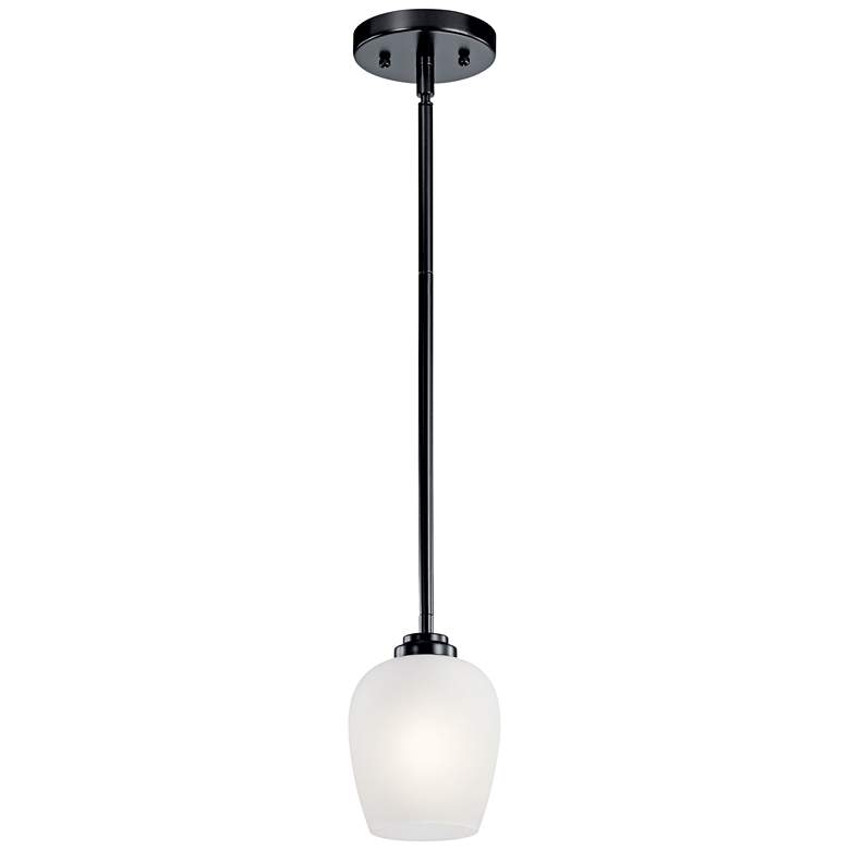 Image 2 Kichler Valserrano 5 inch Wide Black Finish White Glass Mini Pendant