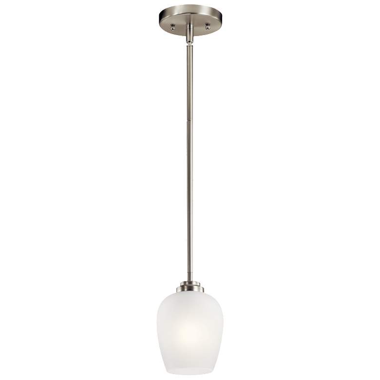 Image 1 Kichler Valserrano 5 inch Wide Brushed Nickel White Glass Mini Pendant