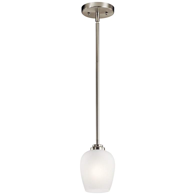 Image 2 Kichler Valserrano 5 inch Wide Brushed Nickel White Glass Mini Pendant