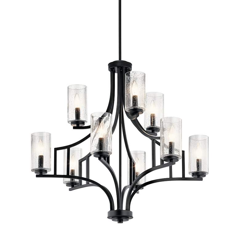 Image 1 Kichler Vara 25 3/4 inchW Distressed Black 9-Light Chandelier