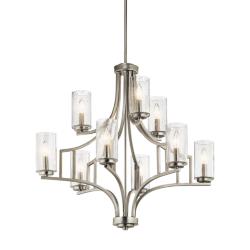 Kichler Vara 32" Wide 9-Light Tiered Glass and Nickel Chandelier