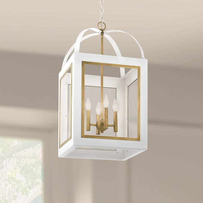 Image 1 Kichler Vath 16"W White and Natural Brass 4-Light Pendant