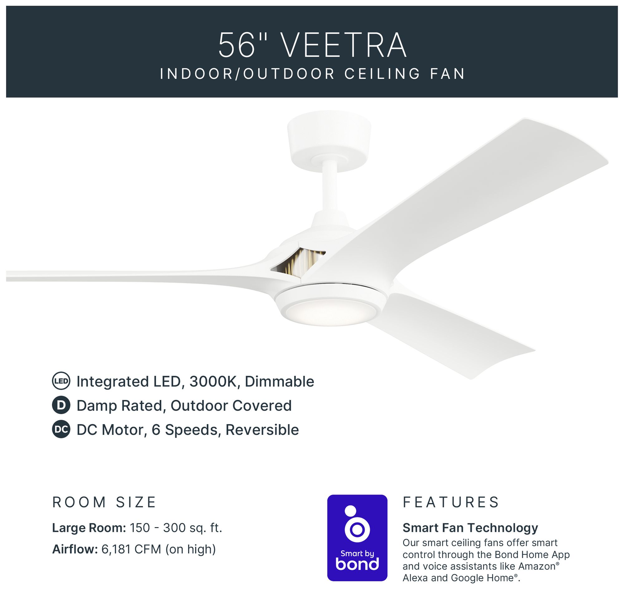 Image 4 Kichler Veetra 3 Blade 56" Ceiling Fan M more views