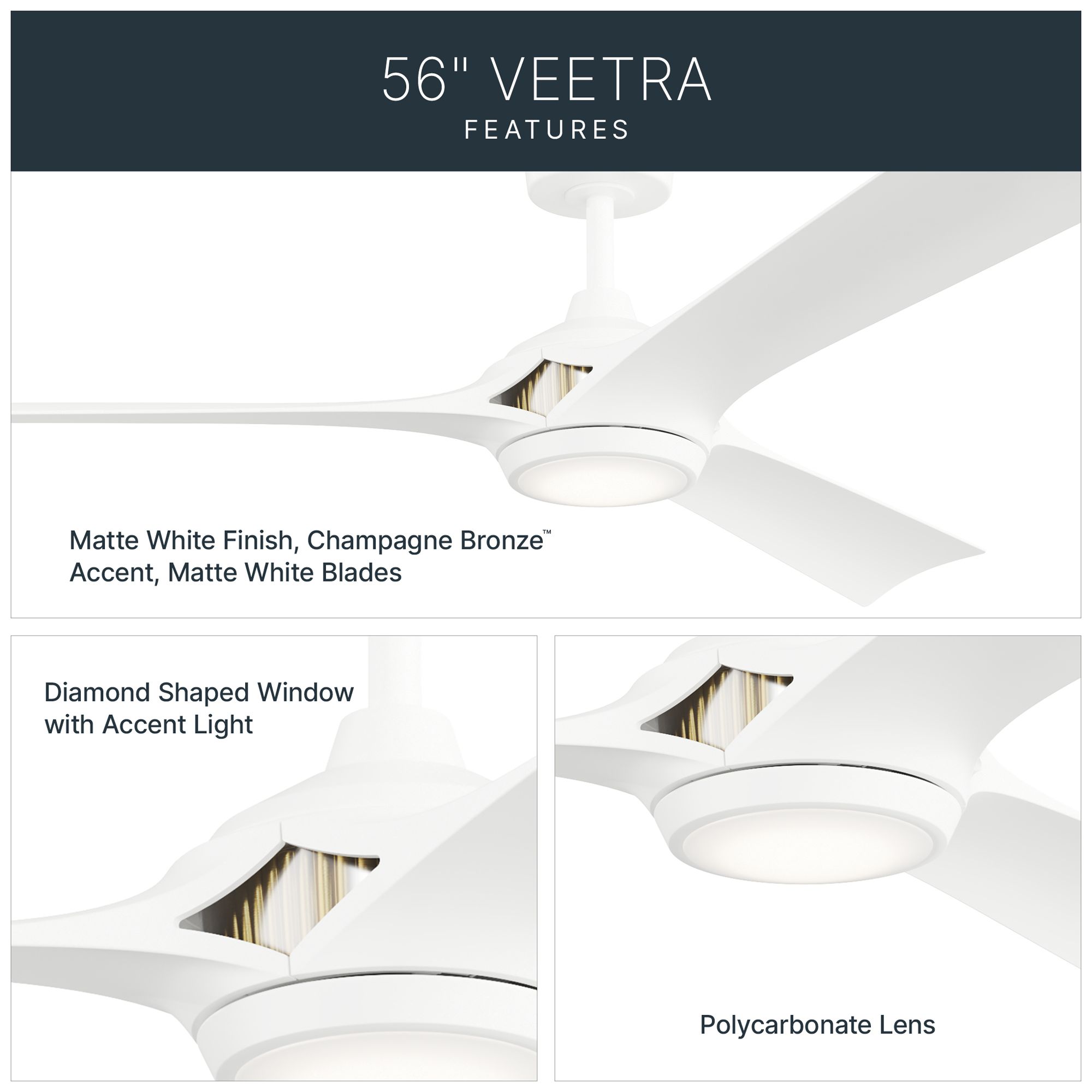 Image 5 Kichler Veetra 3 Blade 56" Ceiling Fan M more views