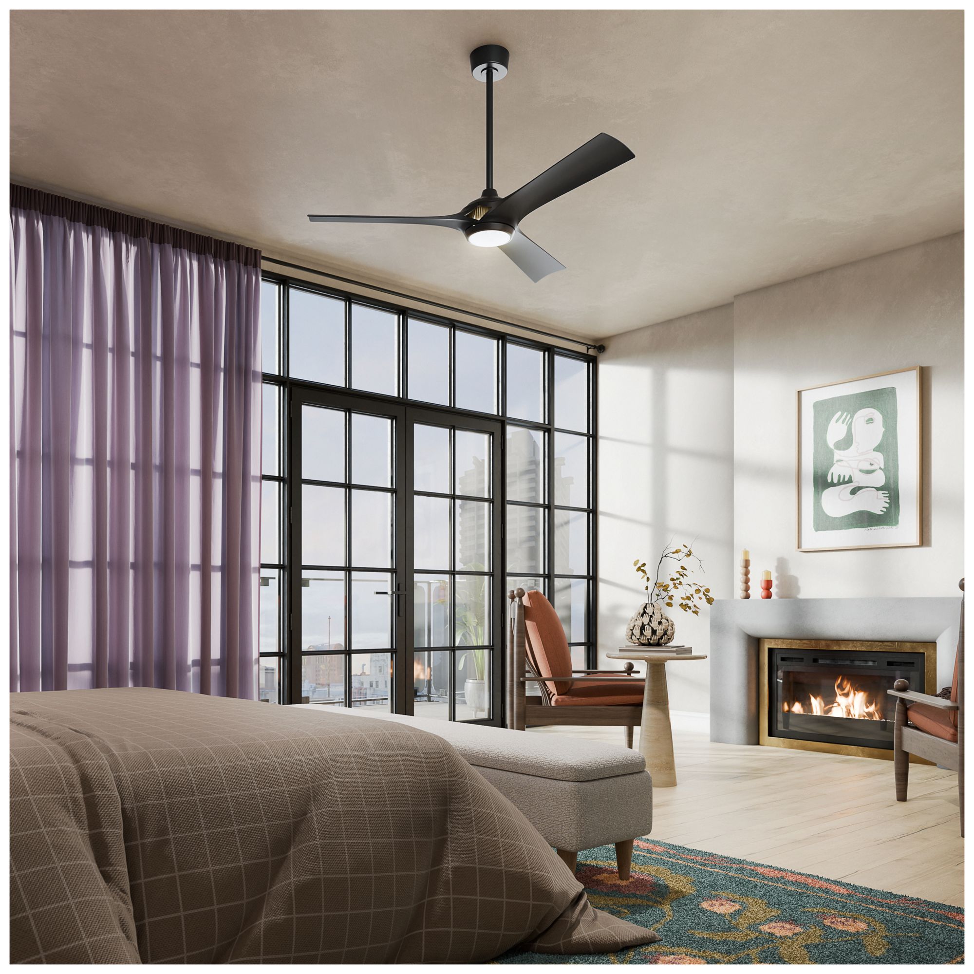 Kichler Veetra 3 Blade 56" Ceiling Fan Matte Black Matte Black Blades
