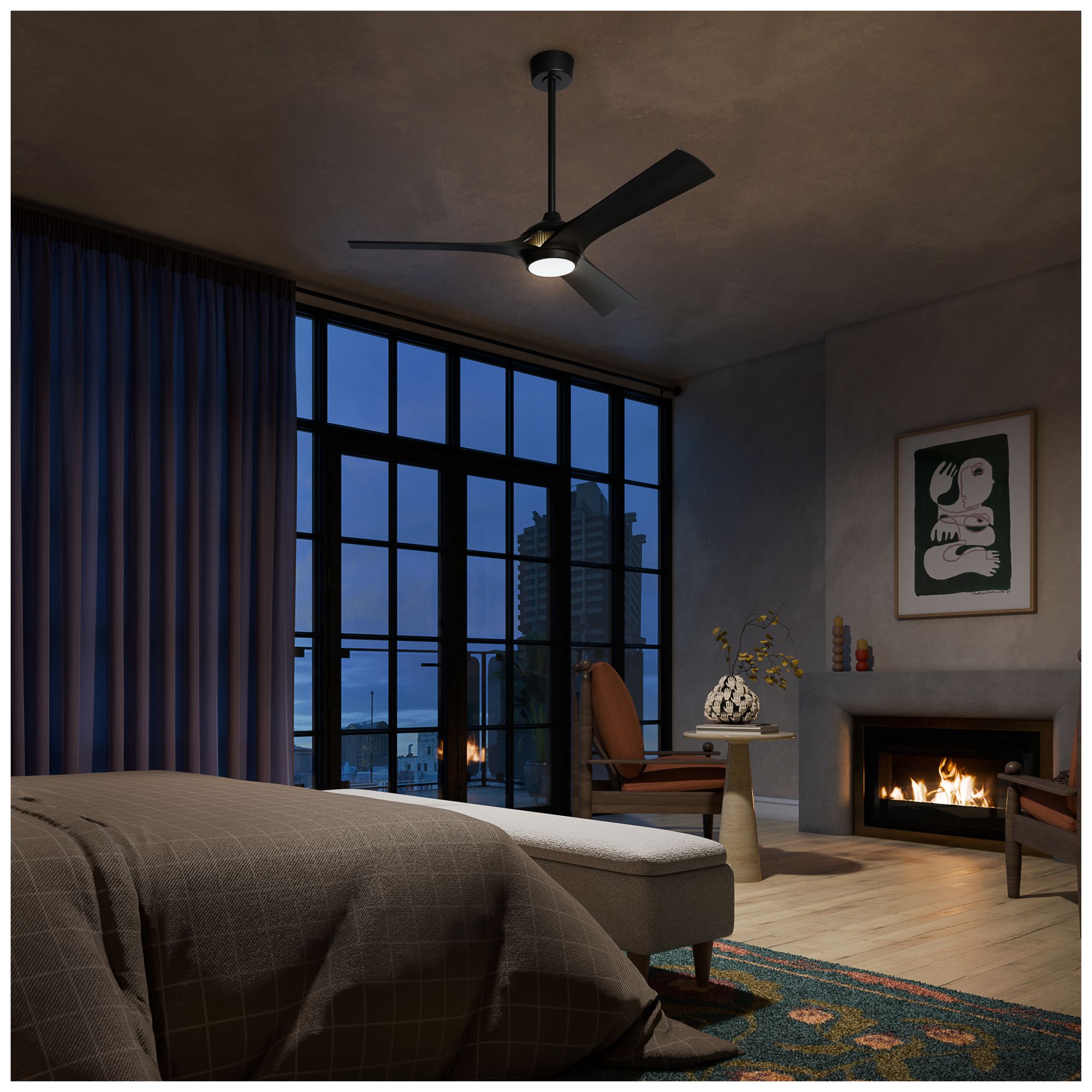 Kichler Veetra 3 Blade 56" Ceiling Fan Matte Black Matte Black Blades