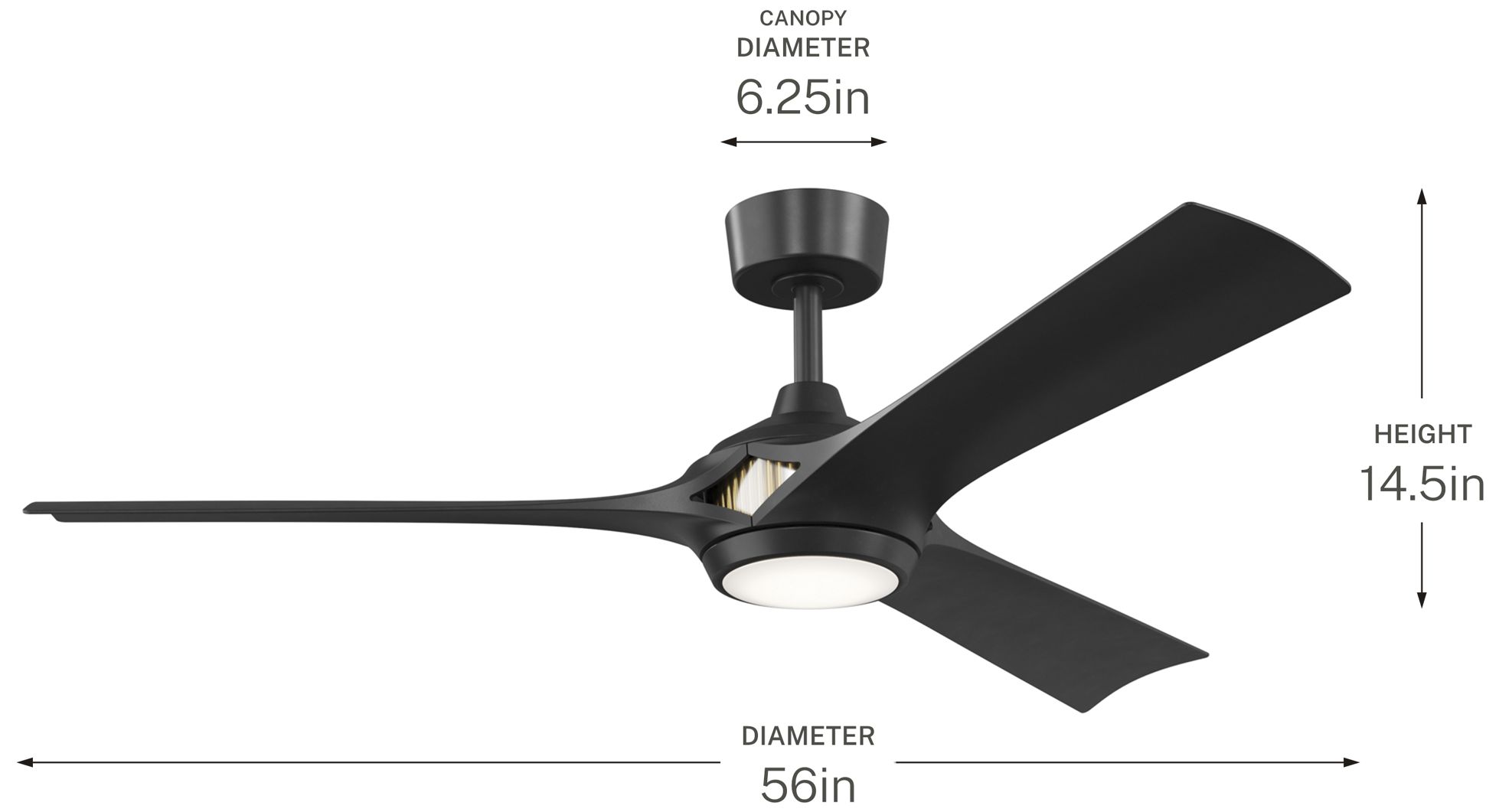Kichler Veetra 3 Blade 56" Ceiling Fan Matte Black Matte Black Blades