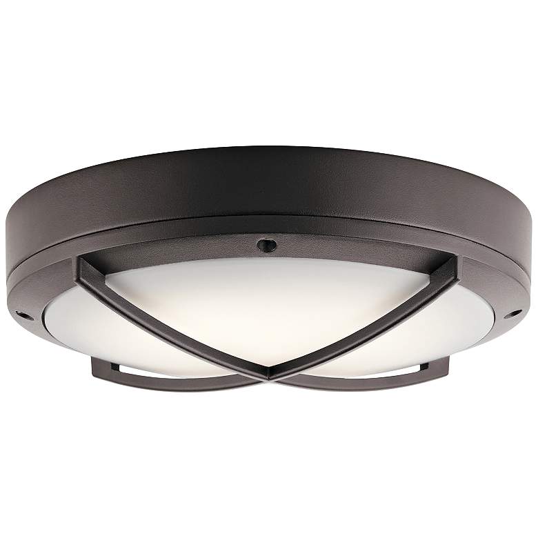 Image 1 Kichler Verne 11 inchW Textured Bronze LED Outdoor Ceiling Light