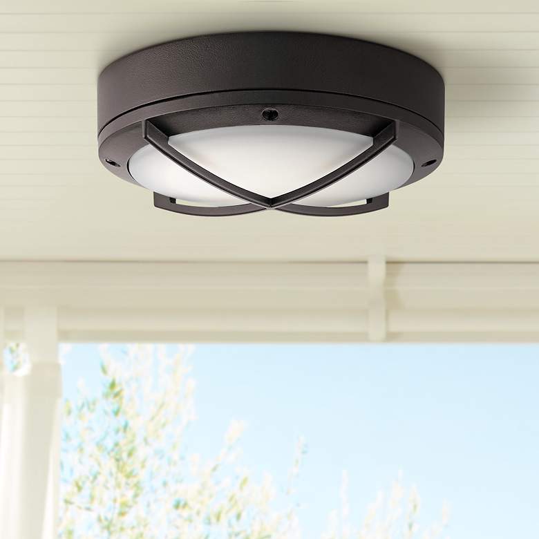 Image 1 Kichler Verne 9"W Textured Bronze LED Outdoor Ceiling Light