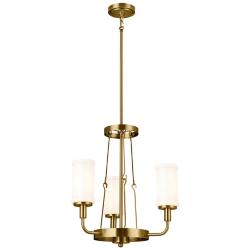 Kichler Vetivene 19 3/4" Natural Brass White Glass 3-Light Chandelier
