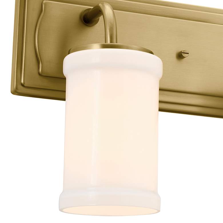 Image 3 Kichler Vetivene 24" Wide 3-Light Brass and White Glass Bath Fixture more views