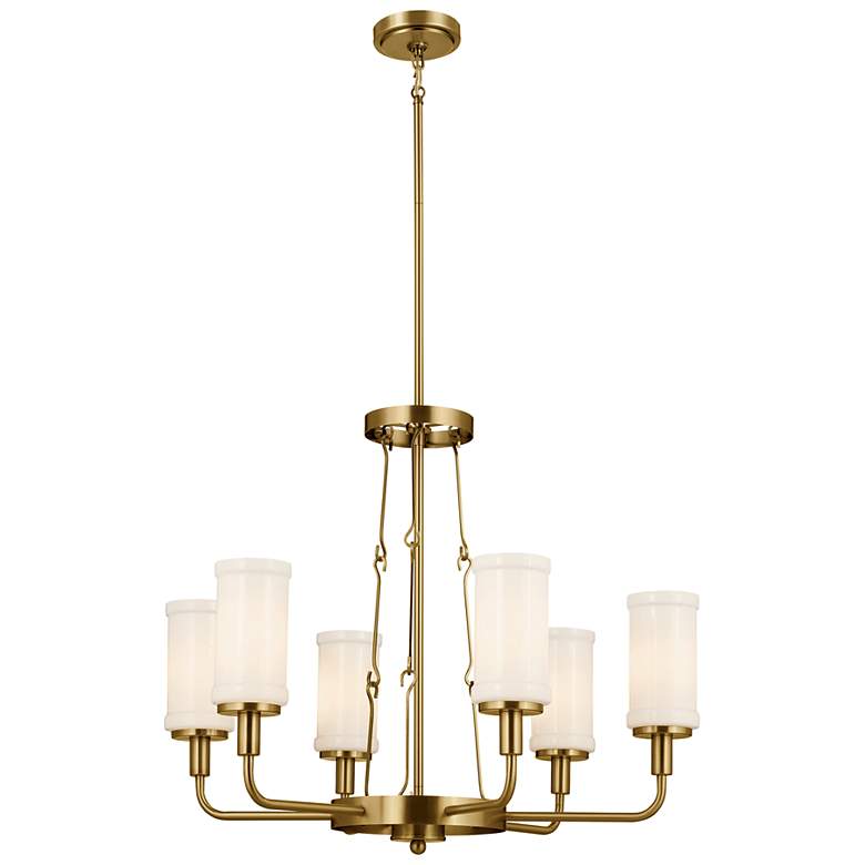 Image 2 Kichler Vetivene 29" Wide 6-Light Natural Brass Cylinder Glass Pendant