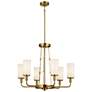 2_Kichler Vetivene 29" Wide 6-Light Natural Brass Cylinder Glass Pendant