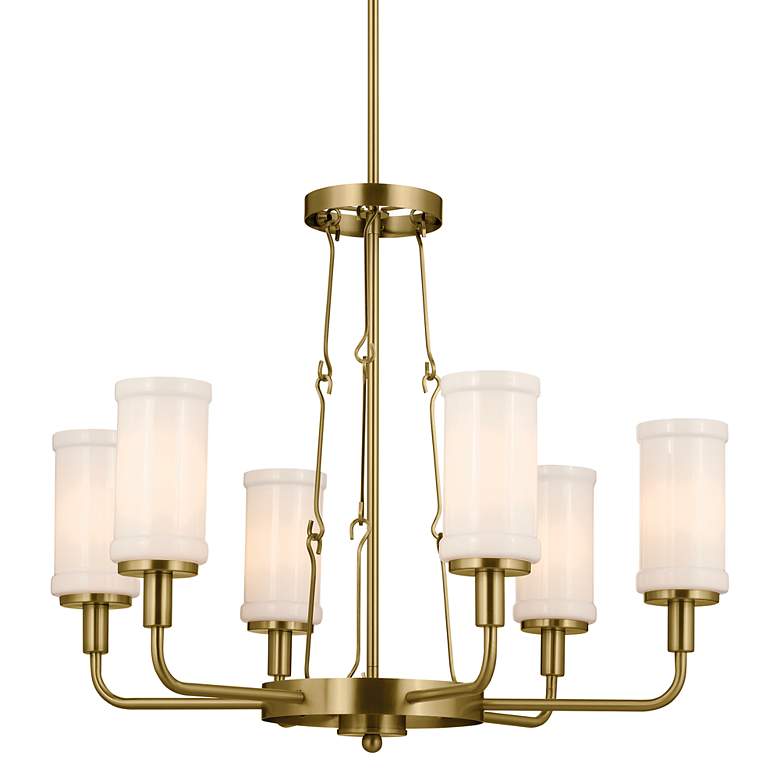 Image 4 Kichler Vetivene 29" Wide 6-Light Natural Brass Cylinder Glass Pendant more views