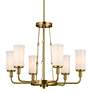 4_Kichler Vetivene 29" Wide 6-Light Natural Brass Cylinder Glass Pendant more views