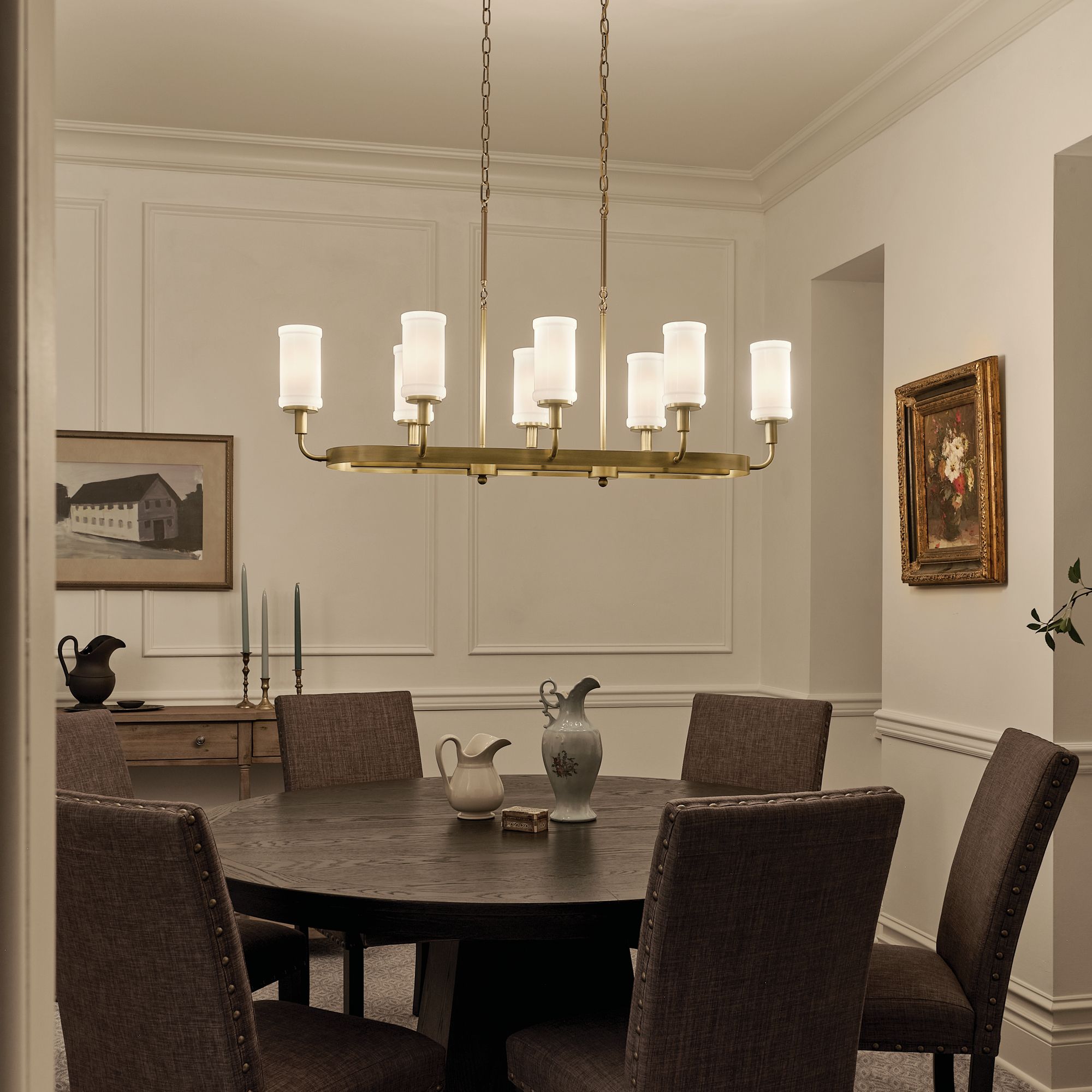 Kichler Vetivene 46 1/2" Wide Natural Brass 8-Light Linear Chandelier in scene