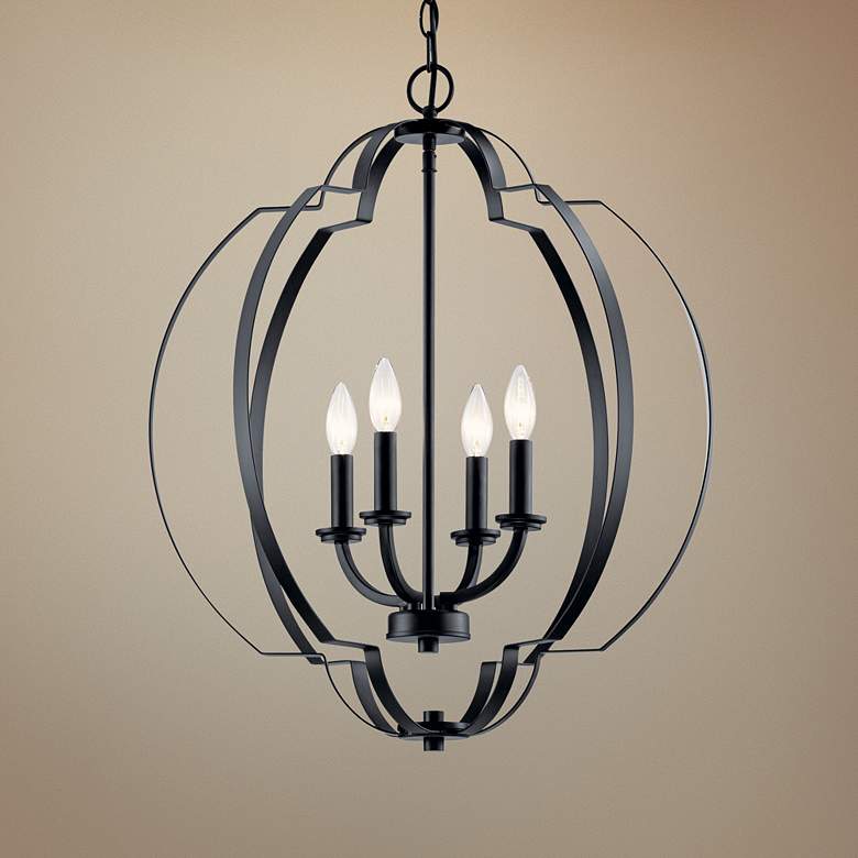 Image 1 Kichler Voleta 22" Wide Black 4-Light Foyer Pendant