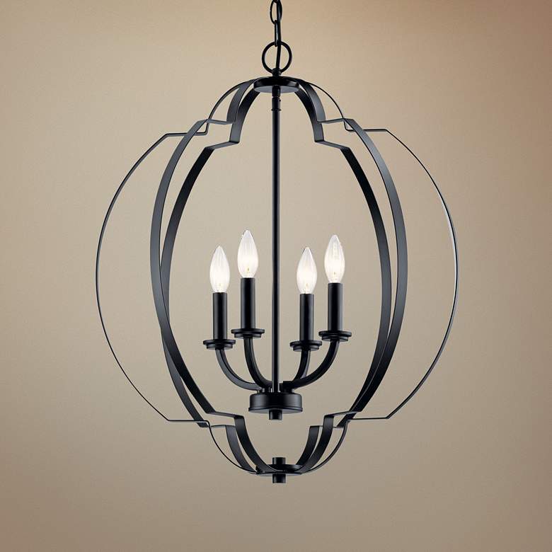 Image 1 Kichler Voleta 22 inch Wide Black 4-Light Foyer Pendant