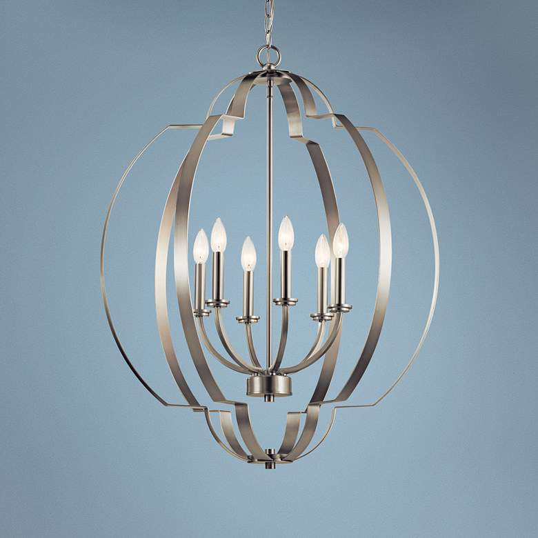 Image 1 Kichler Voleta 27 3/4 inch Wide Brushed Nickel 6-Light Foyer Chandelier