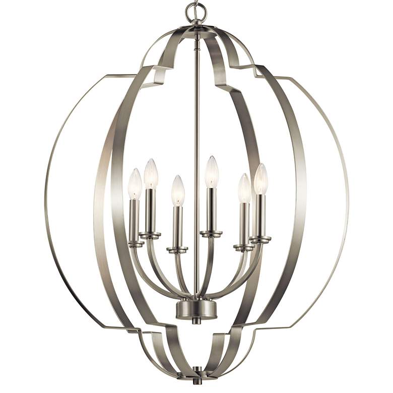 Image 3 Kichler Voleta 27 3/4 inch Wide Brushed Nickel 6-Light Foyer Chandelier more views