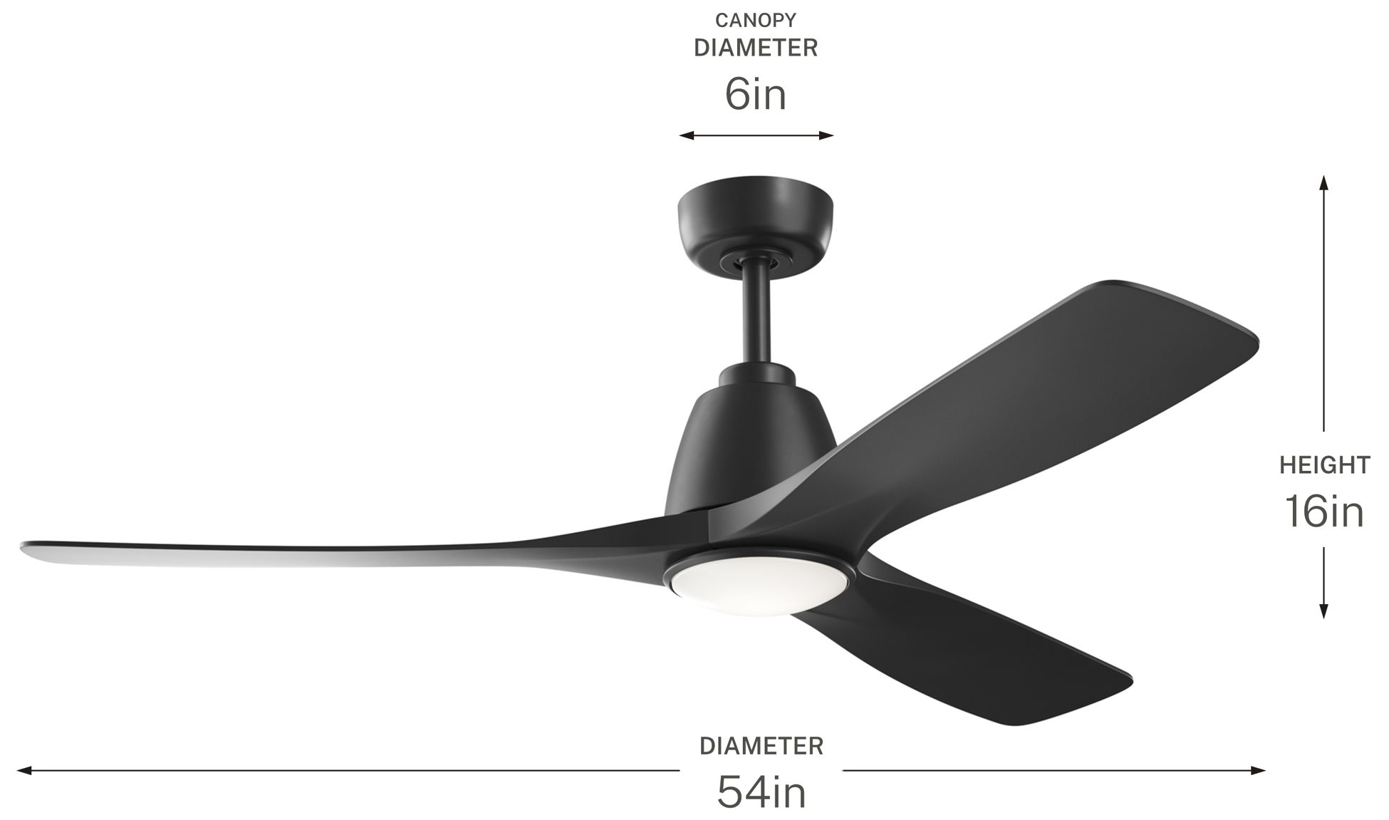 Kichler Volos II 3 Blade 54" Ceiling Fan Black Black Blades