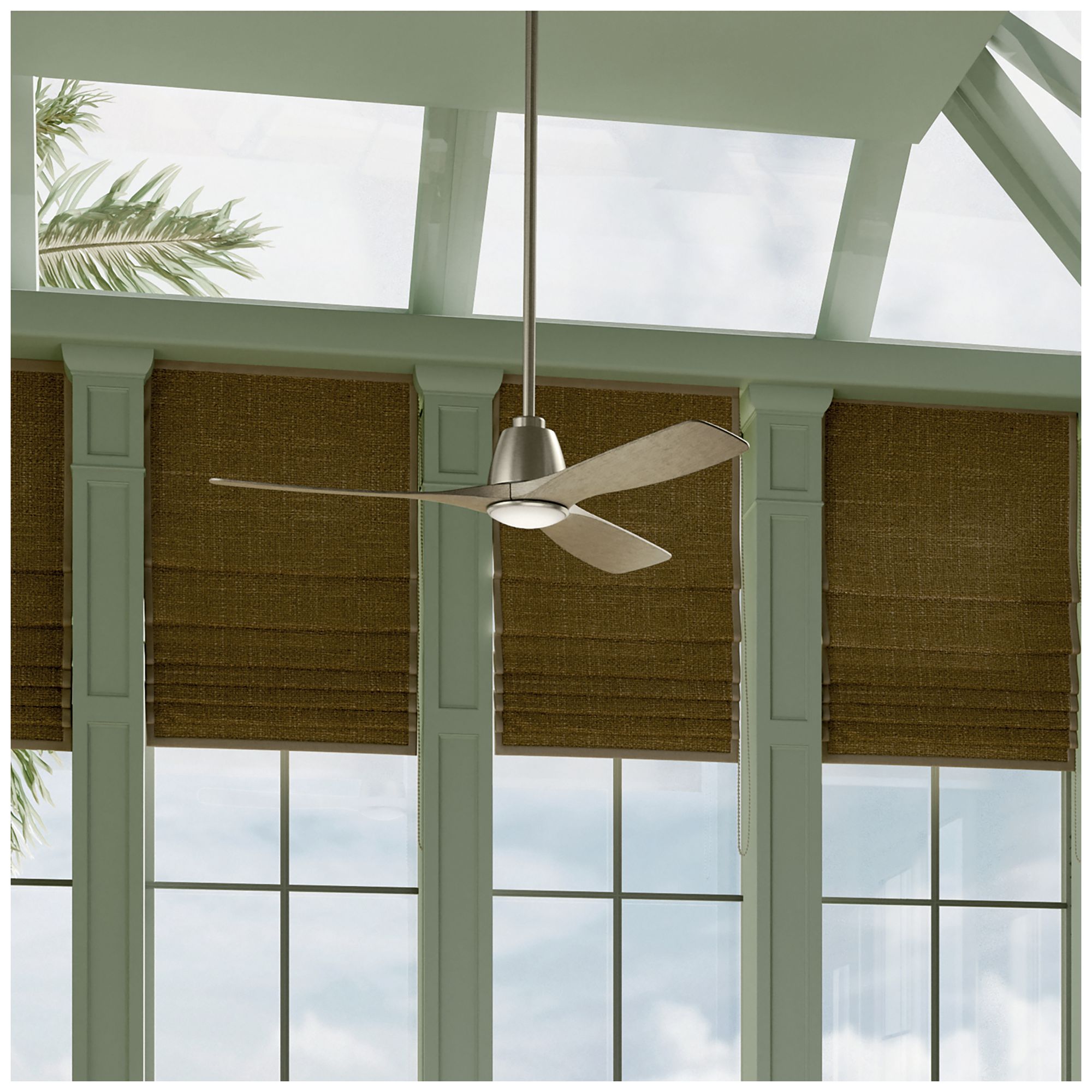 Image 2 Kichler Volos II 3 Blade 54" Ceiling Fan Brushed Nickel Antique Grey Blades more views