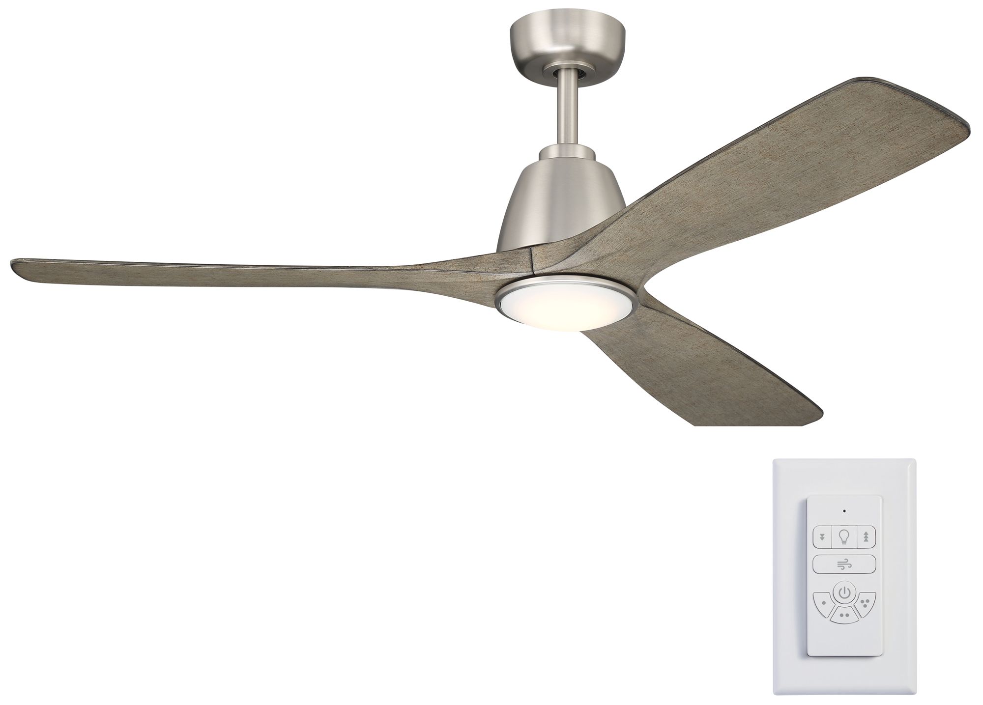 Image 3 Kichler Volos II 3 Blade 54" Ceiling Fan Brushed Nickel Antique Grey Blades more views