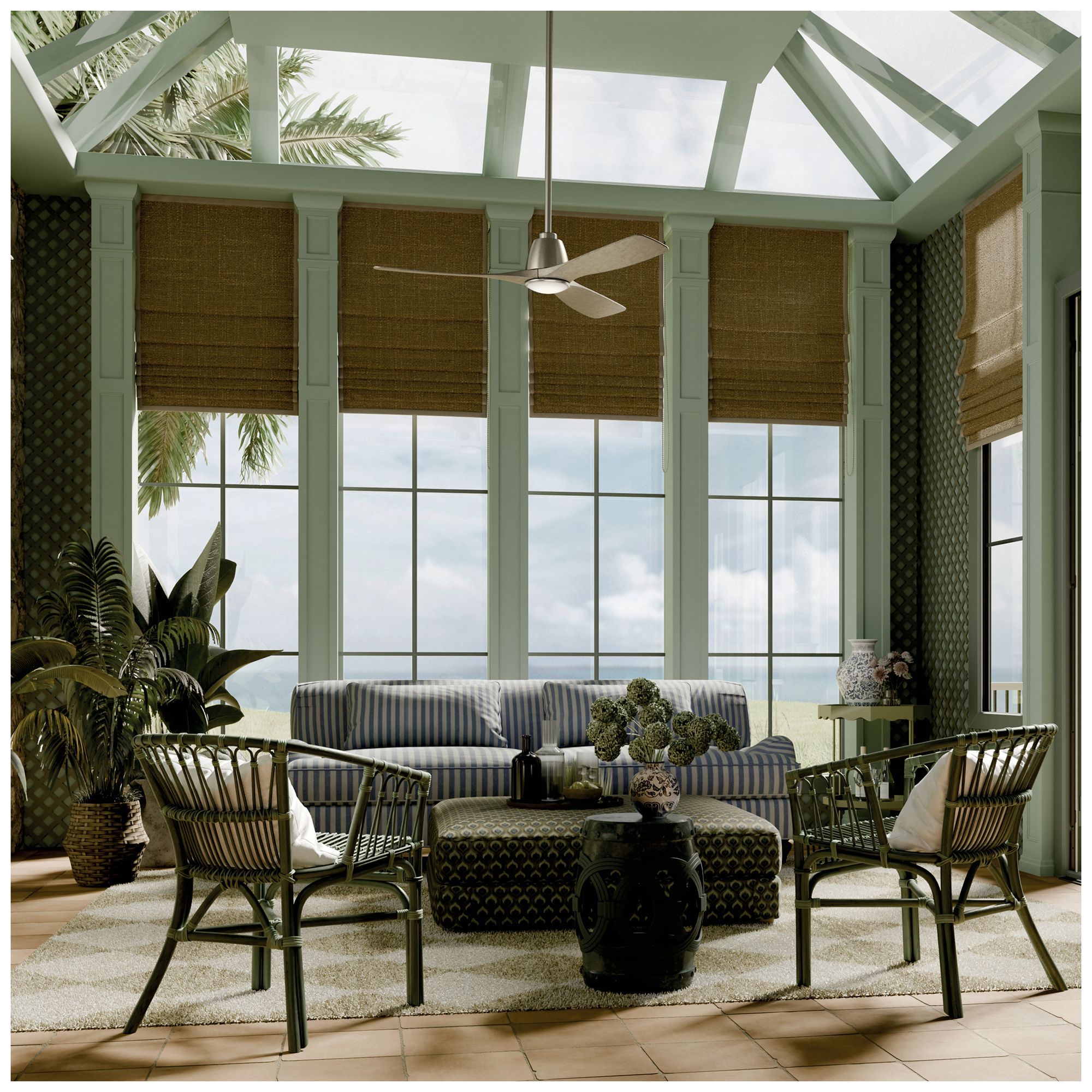 Kichler Volos II 3 Blade 54" Ceiling Fan Brushed Nickel Antique Grey Blades