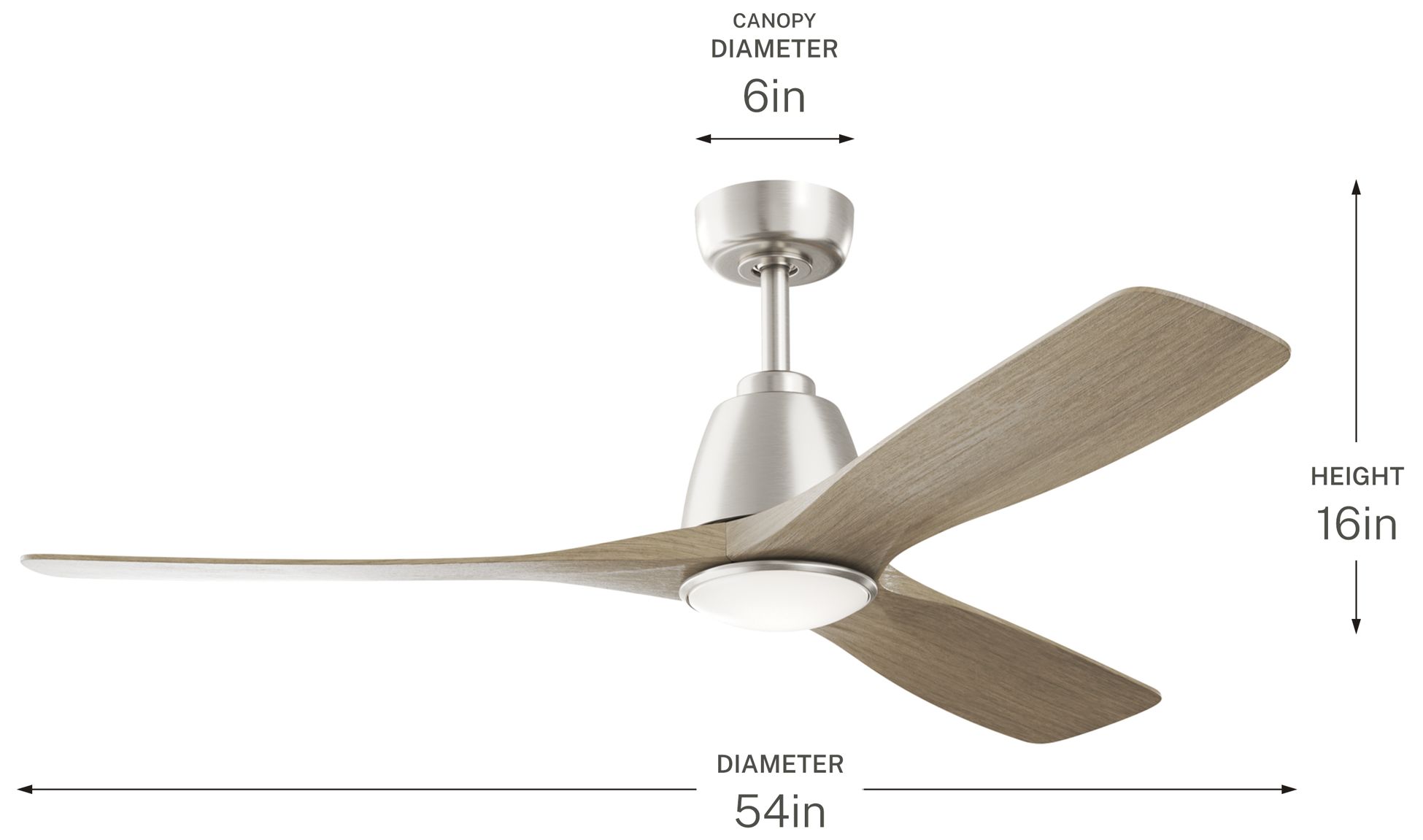 Kichler Volos II 3 Blade 54" Ceiling Fan Brushed Nickel Antique Grey Blades