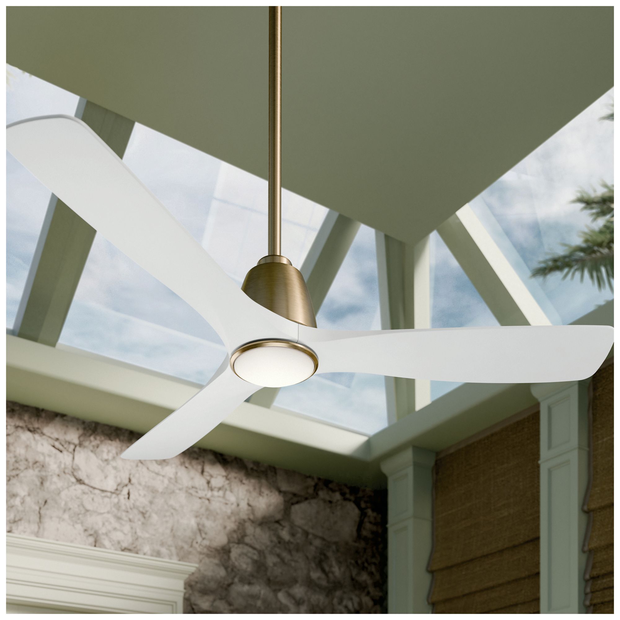 Image 2 Kichler Volos II 3 Blade 54" Ceiling Fan Champagne Bronze White Blades more views
