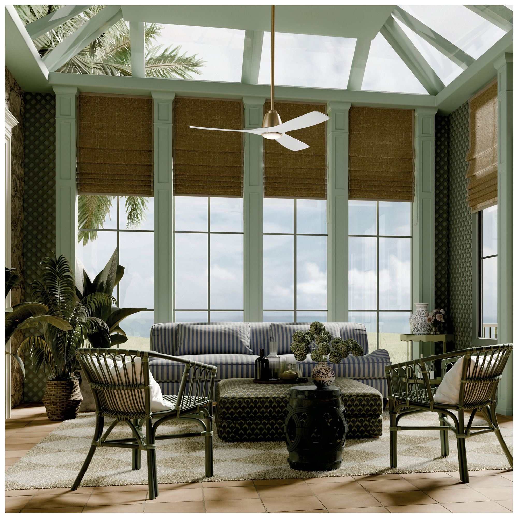 Kichler Volos II 3 Blade 54" Ceiling Fan Champagne Bronze White Blades