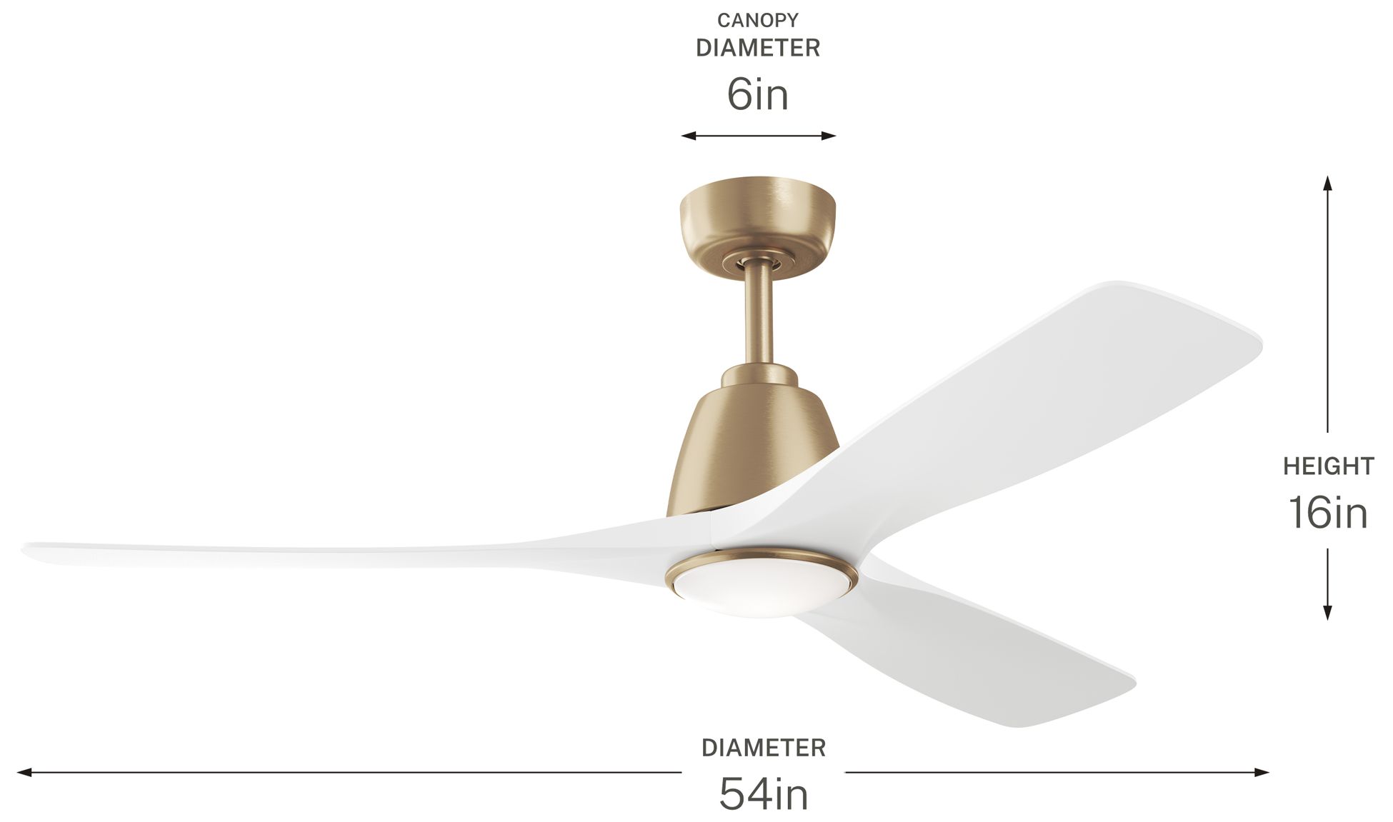 Kichler Volos II 3 Blade 54" Ceiling Fan Champagne Bronze White Blades